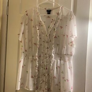 EUC Torrid hummingbird sheer blouse